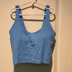 lululemon athletica Light Blue Ribbed Button Tank Top